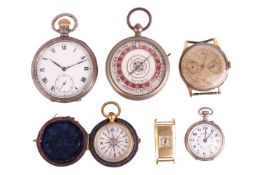A collection of watches and a compass; to include an 18ct gold Jaeger DuoPlan watch lacking strap, t