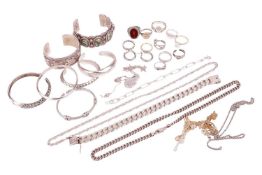 A collection of jewellery items including three bangles by Henry Calladitto, all marked '925', toget