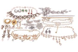 A pair of Airoldi costume earrings together with other silver and base metal costume jewellery; to i