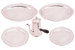 A set of four C J Vander silver-plated platters, comprising a pair of round platters 39cm diameter a