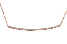 A diamond-set necklace, comprising a curved bar pavé-set with a row of diamond accents, with an esti