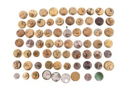 A large quantity of 19th and 20th century fob watch movements and dials, many with enamel dials (the