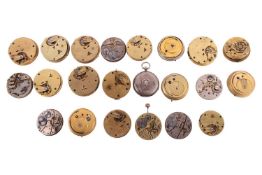A collection of fusee and non compensated 19th century/ 20th century fob watch movements including D