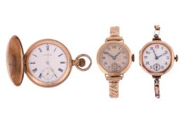 A lady's 9 carat rose gold wristwatch, the white enamel dial with stylised numerals and subsidiary s