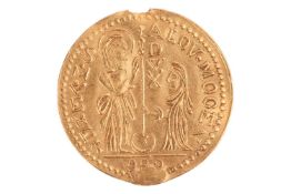 An Egyptian reproduction of a Venetian ducat/zecchin, with Egyptian hallmarks, stamped with a finene