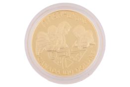 Royal Canadian Mint, 1990 $100 1/4ozt fine gold coin, limited edition numbered 34623, in original pr