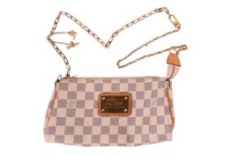 Louis Vuitton - an Eva clutch bag in Damier Azur coated canvas, with signed plaque to the front, gol