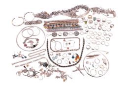 A large group of jewellery items, including a Tiffany & Co graduated bead necklace, a Georg Jens