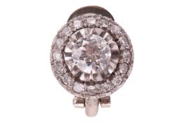 A diamond cluster single earring, centred with an old european cut diamond of 5.2 mm, with an estima