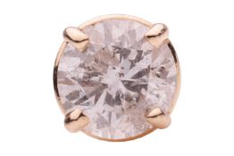 A single diamond earring, estimated diamond carat weight 0.45ct, set in yellow metal testing as 14ct