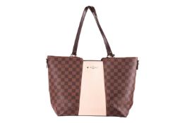 Louis Vuitton - a Jersey tote in Damier Ebene coated canvas and creme leather, top zipper closure op