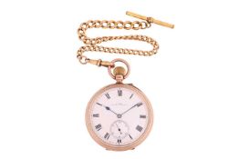 A 9ct cased W. Hird pocket watch and chain, being hallmarked to outer and inner dust covers and havi