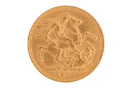 An Edward VII full sovereign 1907, obverse bare head to the right.