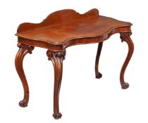 A VICTORIAN MAHOGANY SERPENTINE SERVING TABLE