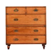 A MAHOGANY AND BRASS BOUND CAMPAIGN CHEST
