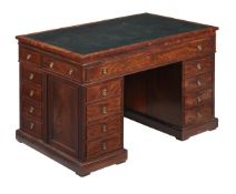 A MAHOGANY PEDESTAL DESK