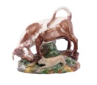 A STAFFORDSHIRE CREAMWARE BULL-BAITING GROUP