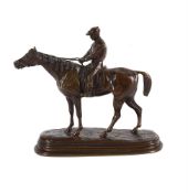AFTER PAUL EDOUARD DELABRIERRE (FRENCH, 1829-1912) A BRONZE MODEL OF A HORSE AND JOCKEY