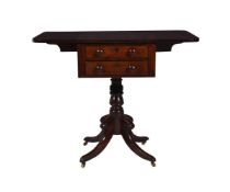 A GEORGE IV MAHOGANY PEDESTAL PEMBROKE TABLE