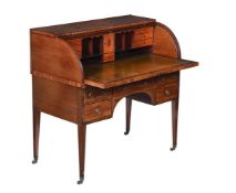 A GEORGE III MAHOGANY CYLINDER BUREAU
