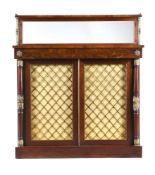 A REGENCY MAHOGANY AND GILT METAL MOUNTED SIDE CABINET