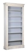 A LARGE CREAM PAINTED OPEN BOOKCASE