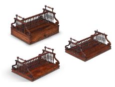 Y A PAIR OF EARLY VICTORIAN MAHOGANY BOOK CARRIERS,