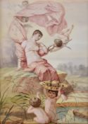 A BERLIN (KPM) PLAQUE OF A MAIDEN AND PUTTI