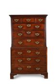 A GEORGE III MAHOGANY CHEST ON CHEST