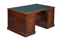 A VICTORIAN MAHOGANY TWIN PEDESTAL DESK