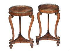 Y A PAIR OF VICTORIAN ROSEWOOD AND SIMULATED ROSEWOOD AND GILT METAL MOUNTED JARDINIERE STANDS