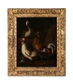 FOLLOWER OF MARMADUKE CRADDOCK, COCKEREL, HEN, AND PEACOCK