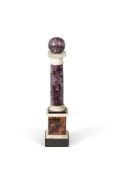 A BLUE JOHN, AMETHYST AND MARBLE COLUMN