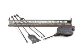 A SET OF THREE STEEL FIRE TOOLS, 19TH CENTURY