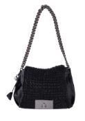 CELINE, WATCH ME GAUFFRE, A BLACK LEATHER HANDBAG
