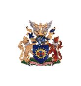 BRITISH LIMBLESS EX SERVICEMEN'S ASSOCIATION, DIAMOND AND ENAMEL 18 CARAT GOLD BROOCH