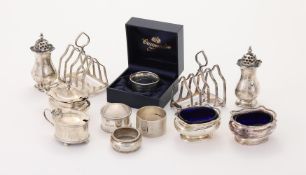A COLLECTION OF SILVER CRUET ITEMS