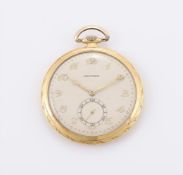 MOVADO, A GOLD KEYLESS WIND OPEN FACE POCKET WATCH