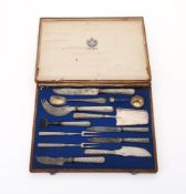 A CASED MATCHED RUSSIAN SILVER SERVING SET