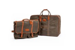 MULBERRY, A MOLE SCOTCHGRAIN AND COGNAC LEATHER SOFT SUITCASE