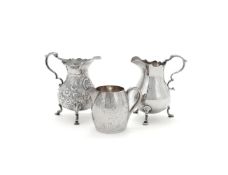 THREE SILVER CREAM JUGS