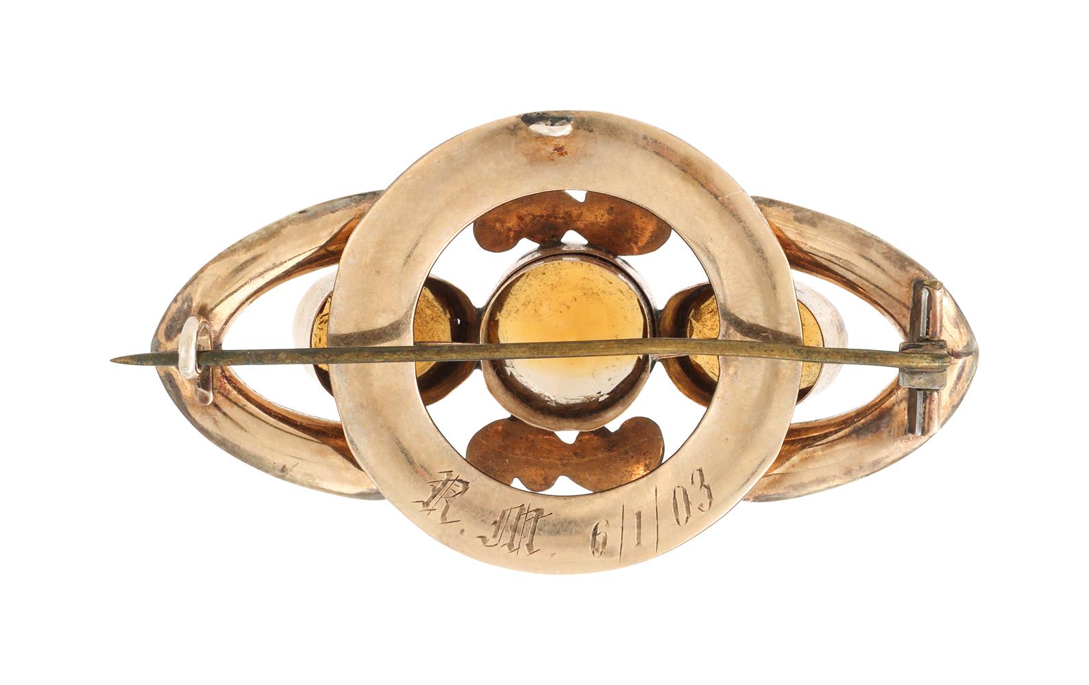 A VICTORIAN CITRINE ROLLED GOLD BROOCH, CIRCA 1870 - Image 2 of 2