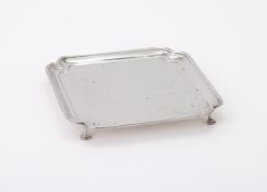 A SILVER SHAPED SQUARE SALVER