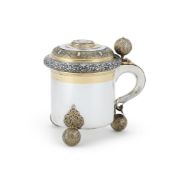 A SWEDISH SILVER AND SILVER GILT LIDDED TANKARD