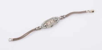 MIDO, A LADY'S PLATINUM COLOURED AND DIAMOND COCKTAIL WATCH