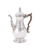 A GEORGE III SILVER BALUSTER COFFEE POT