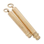 SAMPSON MORDAN & CO., TWO 9 CARAT GOLD PROPELLING PENCILS