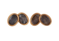 A PAIR OF GEORGIAN GOLD AND HAIR WORK SLEEVE LINKS, CIRCA 1800