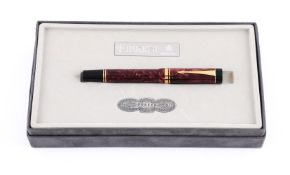 PARKER, DUOFOLD, CENTENNIAL, A BURGUNDY MARBLED FOUNTAIN PEN