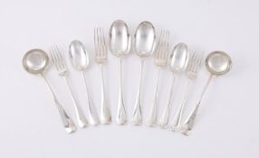 AN EDWARDIAN SILVER HANOVERIAN PATTERN PART TABLE SERVICE